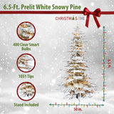 6.5-Ft.-White-Pine-Snowy-Artificial-Christmas-Tree-with-Clear-Smart-String-Lighting-Christmas