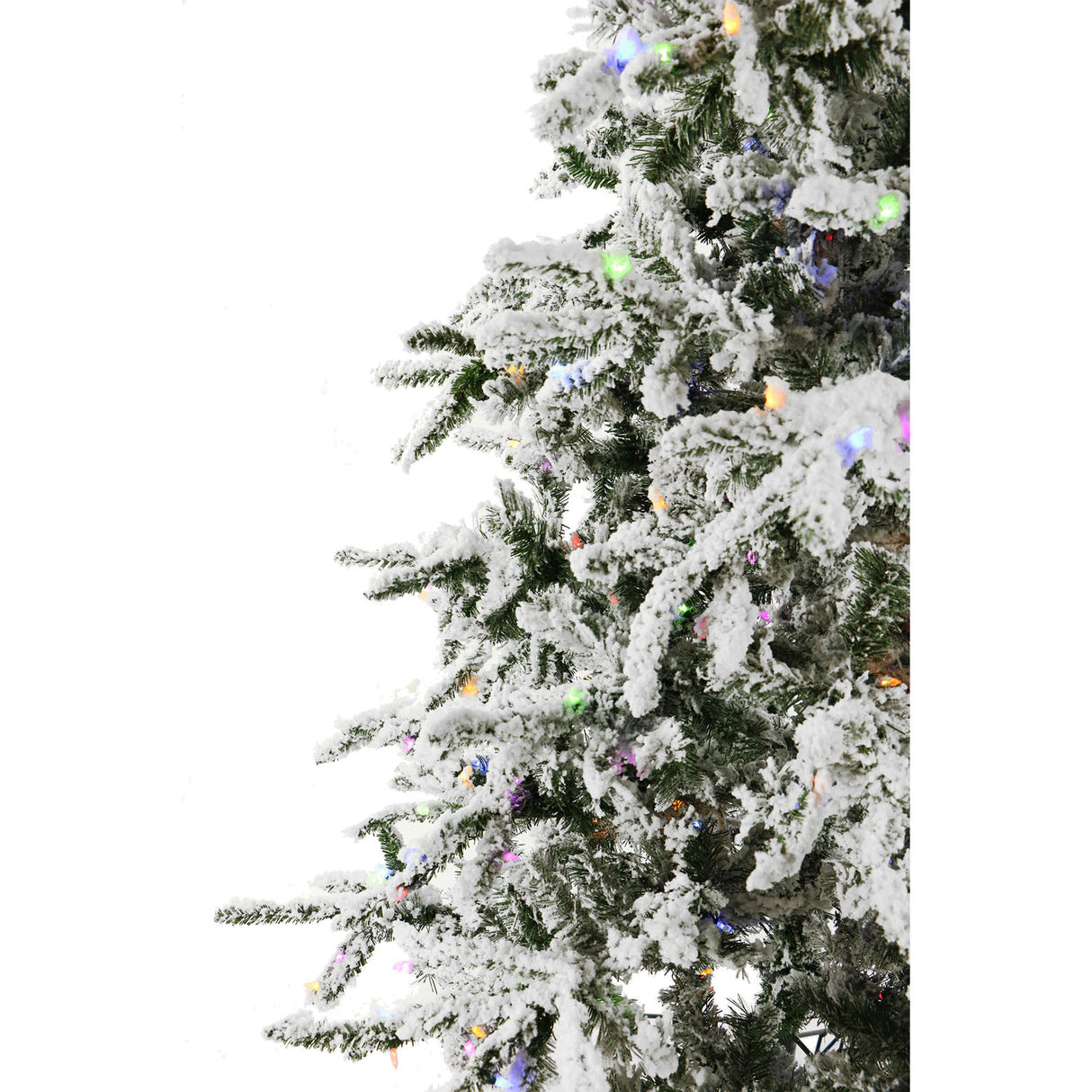 7.5-Ft. White Pine Snowy Artificial Christmas Tree with Dual Multicolor & Warm White LED Lights and Holiday Soundtrack