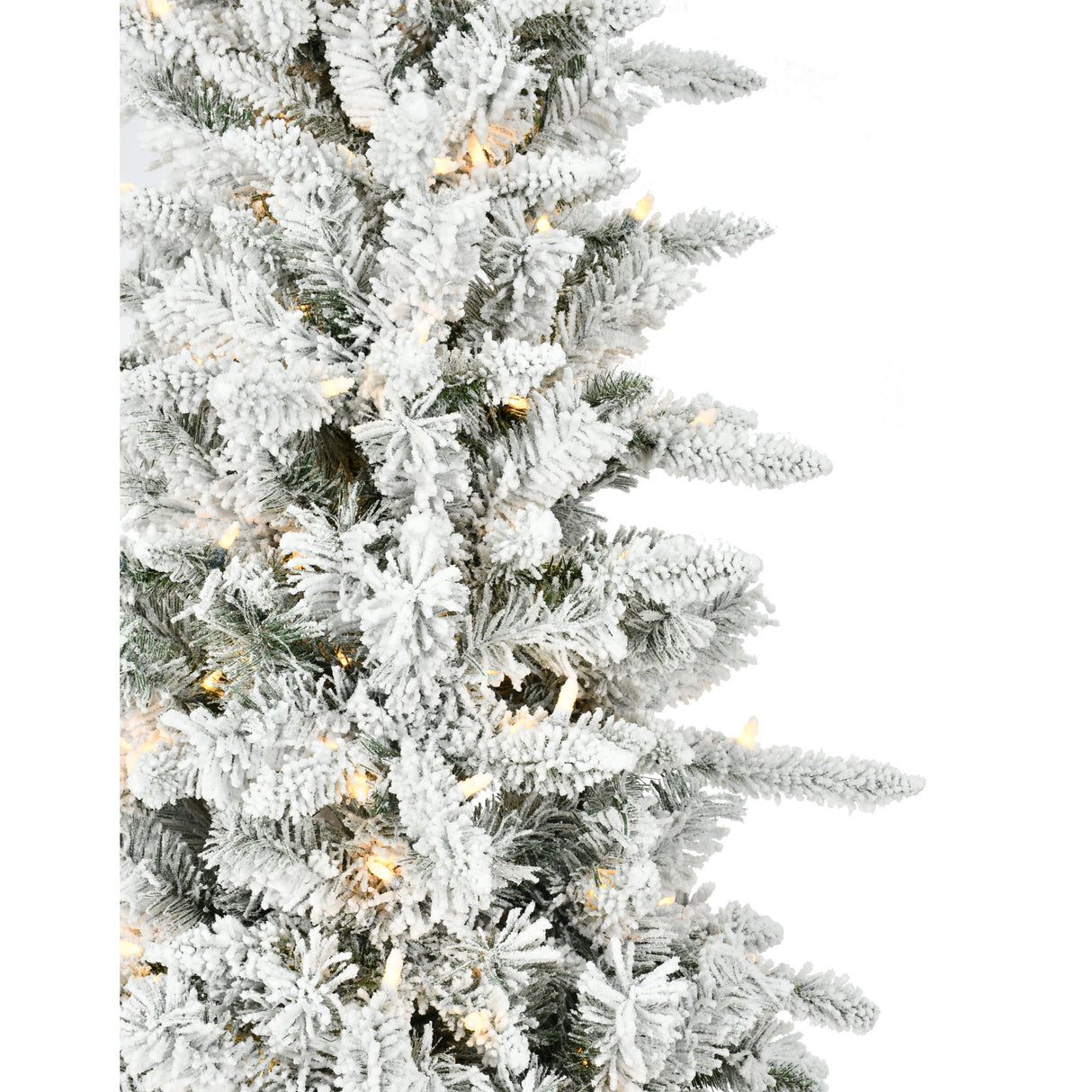 6.5-Ft. Slim White Pine Flocked Christmas Tree with LED String Lights