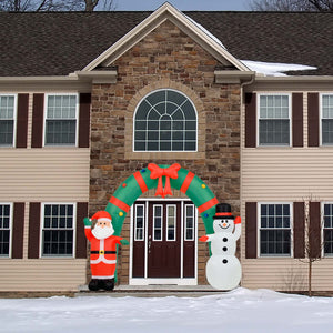 8-Ft.-Tall-Walkway-Arch-w/-Santa-Claus-and-Snowman,-Prelit-Outdoor-Christmas-Inflatable-with-Storage-Bag-Christmas