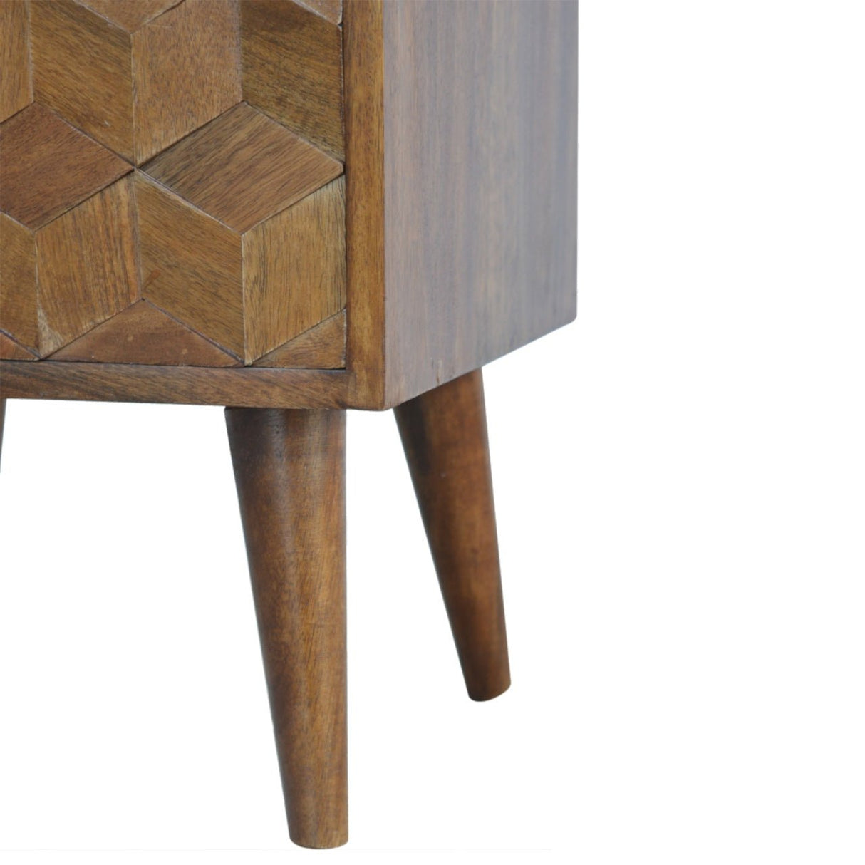 Cube Carved Bedside with 2 Drawers - Nightstands