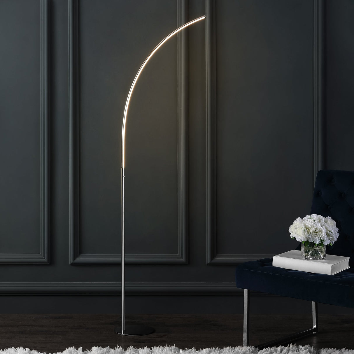 Curva metal minimalist modern led integrated floor lamp - Tuesday Morning - Floor Lamps
