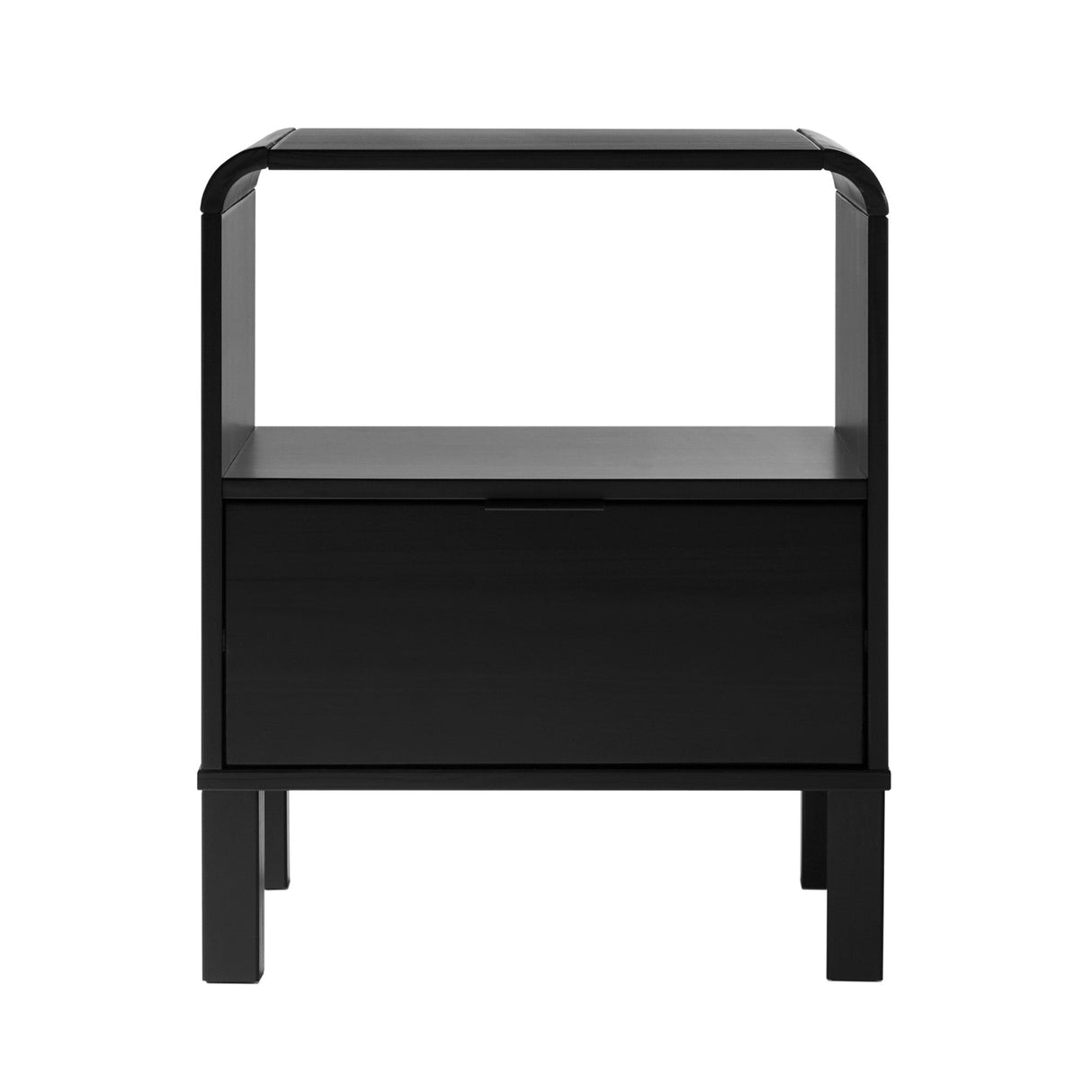 Curved - Top Solid Wood Nightstand with Drawer - Nightstands