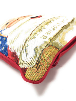 DaDa Bedding Naughty or Nice Santa Claus Christmas Woven Tapestry Throw Pillow Cover - 16" x 16"