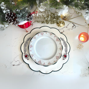 ZENITH WHITE POINSETTIA FAUX LEATHER PLACEMAT (Set Of 4)