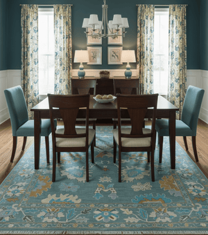 Custom Made Antique Blue Traditional Oushak Design Hand Knotted Wool Area Rug