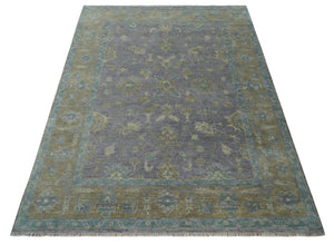 Custom Made Antique look Plum and Brown Hand Knotted Traditional Oushak Wool Area Rug