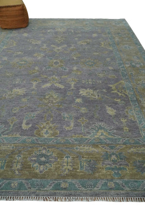 Custom Made Antique look Plum and Brown Hand Knotted Traditional Oushak Wool Area Rug
