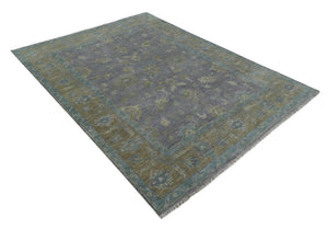 Custom Made Antique look Plum and Brown Hand Knotted Traditional Oushak Wool Area Rug