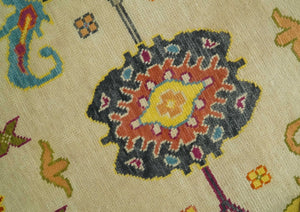 Custom Made Antique Style Beige Colorful Hand knotted Traditional Oushak wool Area Rug