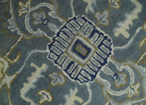 Custom Made Antique Style Gray, Blue and Beige Hand Tufted Traditional wool Area Rug