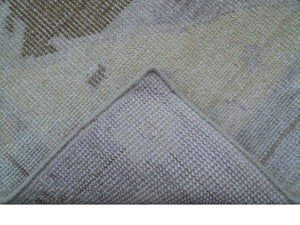 Custom Made Beige And Blue Traditional Turkish Design Hand knotted Wool Rug