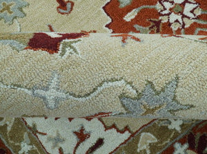 Custom Made Beige And Brown Traditional Oriental Design Hand Tufted Wool Area Rug