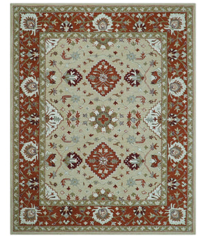 Custom Made Beige And Brown Traditional Oriental Design Hand Tufted Wool Area Rug