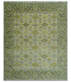 Custom Made Beige And Gray Traditional Hand Knotted wool area rug
