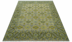 Custom Made Beige And Gray Traditional Hand Knotted wool area rug