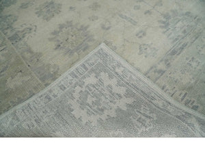 Custom Made Beige and Light Green Hand knotted Traditional Oushak wool Area Rug