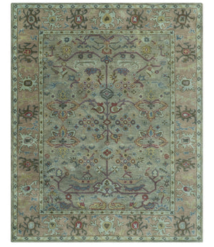 Custom Made Beige and peac Traditional Oushak Design Hand Tufted Wool Rug