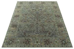 Custom Made Beige and peac Traditional Oushak Design Hand Tufted Wool Rug