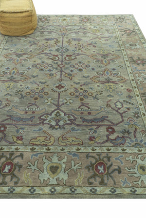 Custom Made Beige and peac Traditional Oushak Design Hand Tufted Wool Rug