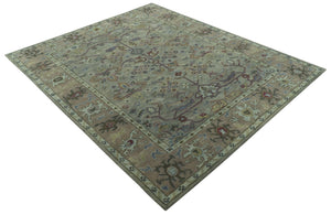 Custom Made Beige and peac Traditional Oushak Design Hand Tufted Wool Rug