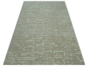 Custom Made Beige Modern Contemporary Hand Knotted Wool Area Rug