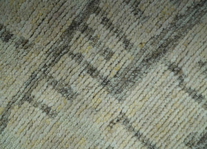 Custom Made Beige, Olive and Gray Hand Knotted Modern Abstract wool Area Rug
