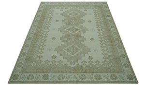 Custom Made Beige Traditional Turkish Design Hand knotted Wool Area Rug