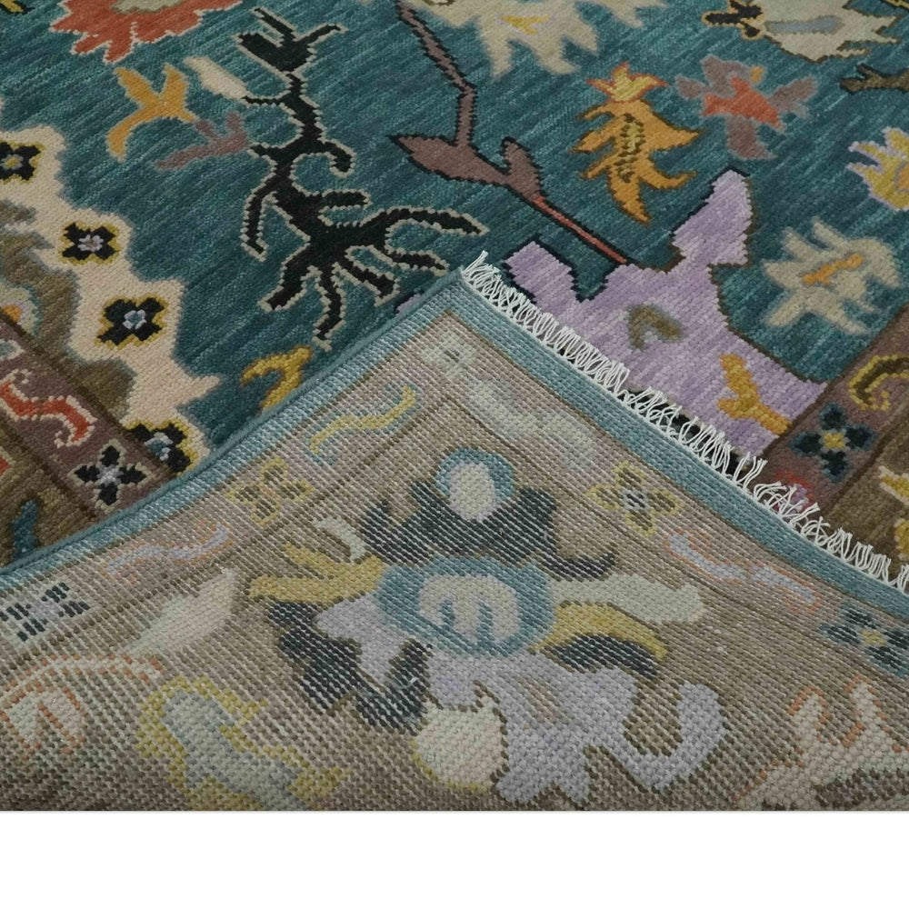 Custom Made Blue and Brown Colorful Multi Size Oushak wool Area Rug