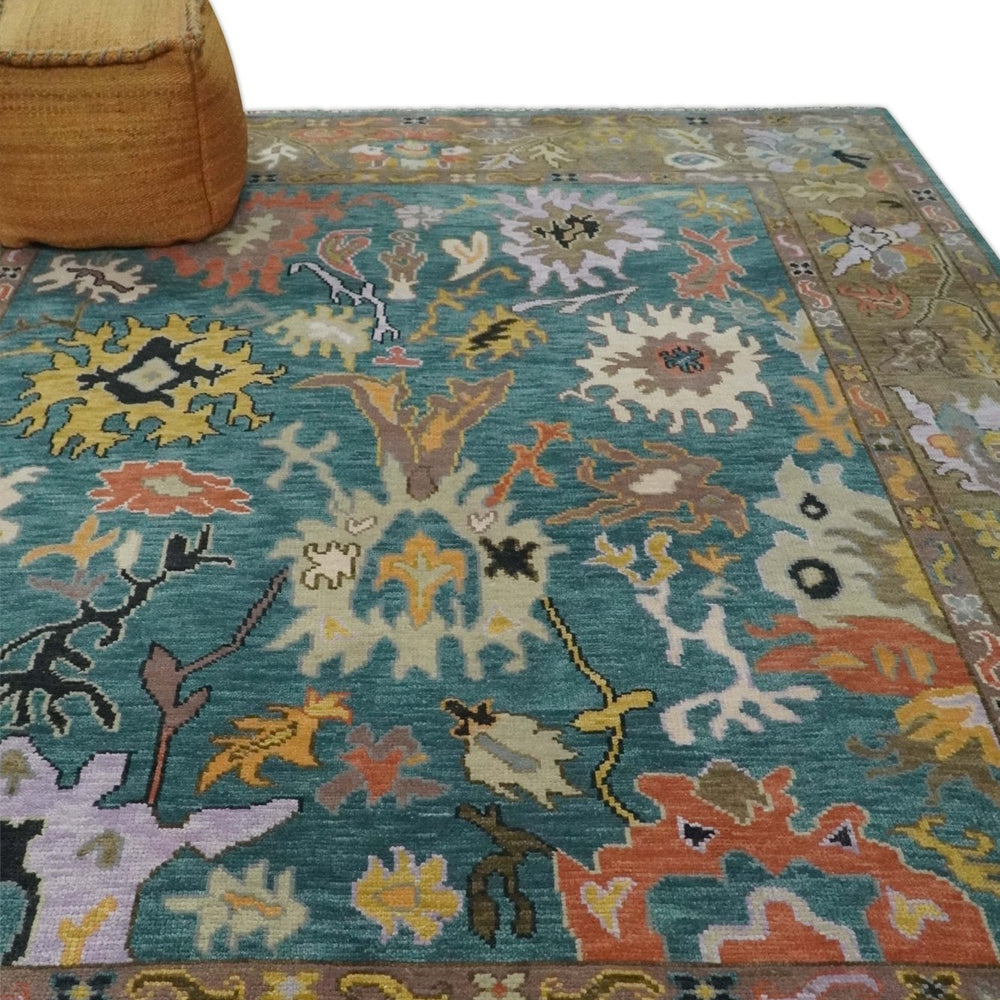 Custom Made Blue and Brown Colorful Multi Size Oushak wool Area Rug