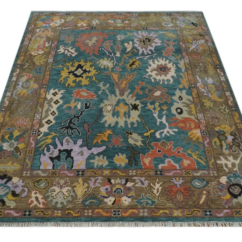 Custom Made Blue and Brown Colorful Multi Size Oushak wool Area Rug
