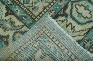 Custom Made Blue And Gray Traditional Medallion Hand Knotted Wool Rug