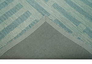 Custom Made Blue And Ivory Modern Abstract Pattern Hand Tufted Wool Area Rug