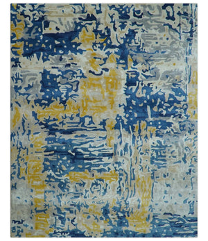 Custom Made Blue Modern Abstract Design Hand Tufted  Area Rug