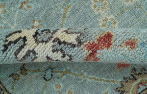 Custom Made Blue Modern Oushak Hand Knotted Wool Rug