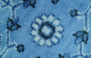 Custom Made Blue Traditional Persian Design Hand Knotted Wool Rug