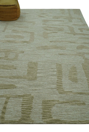 Custom Made brown And Ivory Modern Abstract Pattern Hand Tufted Wool Area Rug