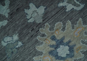 Custom Made Charcoal, Gray and Silver Antique look Traditional Oushak wool Area Rug