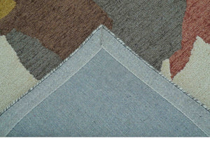 Custom Made Contemporary Abstract Ivory, Yellow And Rust Hand Tufted Wool Area Rug