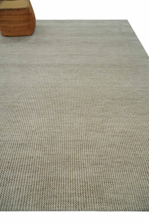 Custom Made Contemporary Brown and Ivory Hand Knotted Rug Area Rug