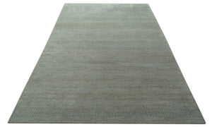 Custom Made Contemporary Blue and Brown Hand Knotted wool Area Rug