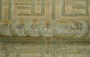 Custom Made Contemporary Design Gray And Wheat Hand knotted wool Area Rug