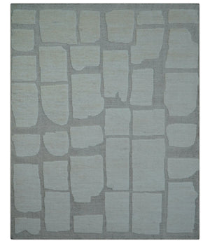 Custom Made Contemporary Gray Hand Knotted Wool Area Rug