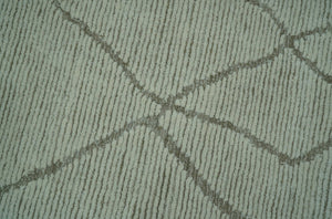 Custom Made Contemporary Pattern Brown And Ivory Hand Tufted Wool Area Rug