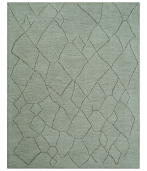 Custom Made Contemporary Pattern Brown And Ivory Hand Tufted Wool Area Rug