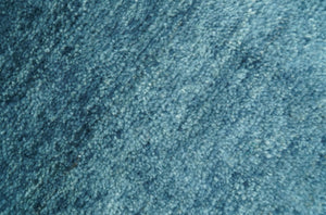 Custom Made Contemporary Solid Plush Blue Hand Knotted Wool Rug
