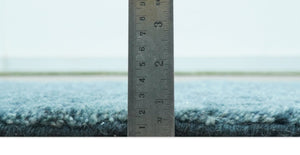 Custom Made Contemporary Solid Plush Blue Hand Knotted Wool Rug