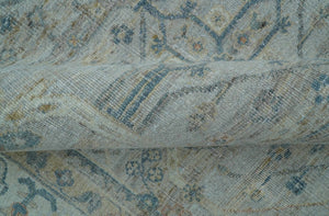 Custom Made Distressed Silver Blue Traditional Hand knotted Wool Area Rug