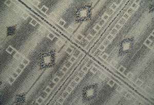 Custom Made Earthy Hand Knotted Ivory, Charcoal and Beige Wool Area Rug