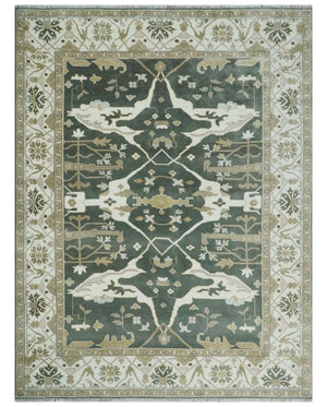 Custom Made Emerald Green Fine Hand knotted Wool Traditional Oushak Area Rug